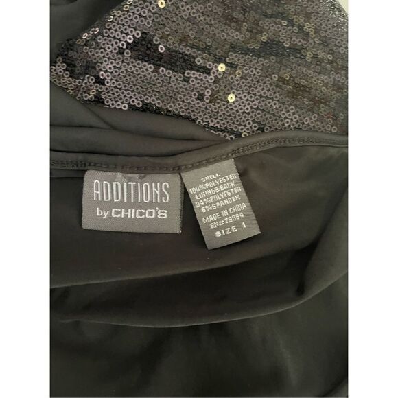 Chicos Addition Women's Sequin Night Out Dressy Sleeveless Tank Top Black Size 1 - Picture 3 of 3